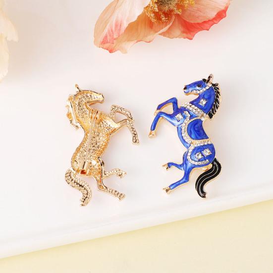 Enamel Horse Brooch Rhinestones Inlaid Horse Lapel Pin Retro Horse Brooch Pin Men Women Outfit Accessory for Clothes Hats Bags Scarves