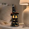 Cute Ghost Desk Decor Light Up Halloween Decoration, Spooky Witch Hat Figurine, Kids Bedroom Night Resin LED Lighted Statue for Mantel, Shelf, Indoor