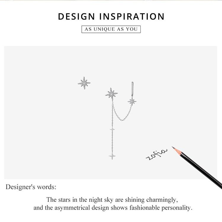 WOSTU Authentic 925 Sterling Silver Brand Design Simple Dreamy Shining Stars Stud Earring for Women Silver Jewelry Earring