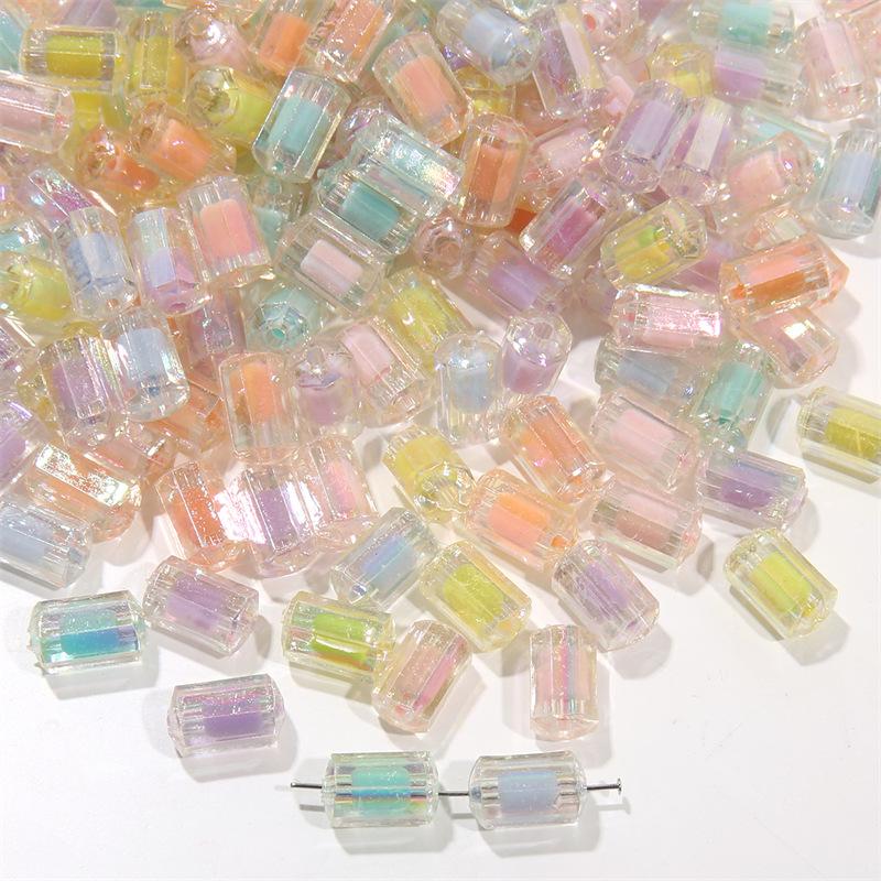 Бусины для браслета ручной работы, акриловые прозрачные матовые цветные гальванизированные бусины для колонн, глянцевые бусины в бусинах, бусины, браслет ручной работы своими руками, ожерелье, свободные бусины