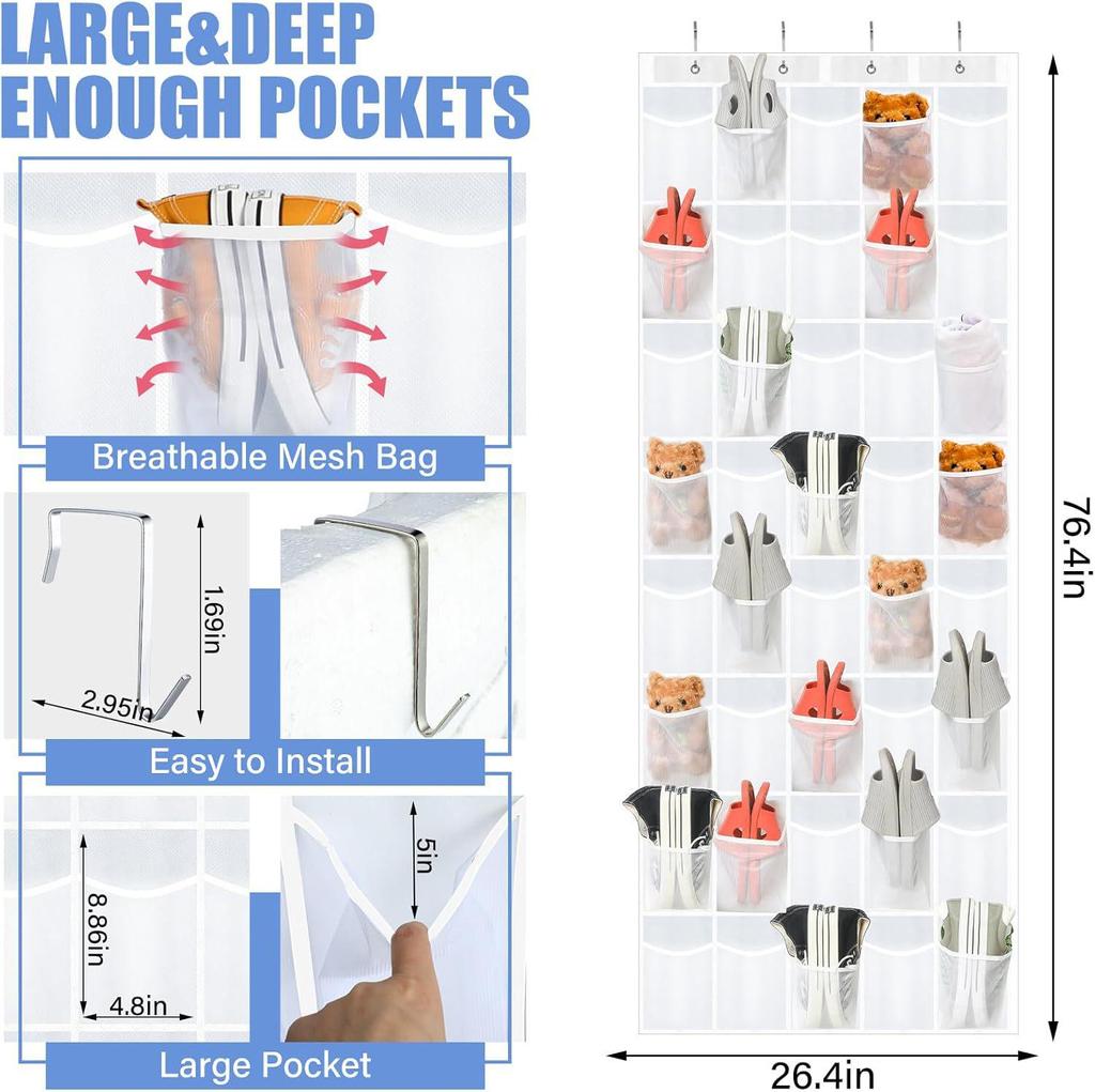 24-Grid Hanging Shoe Storage Organizer with Multi-Layer Pockets