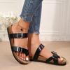 Women's Shoes 2024 New Hot Selling Set Women's Slippers Fashion Belt Buckle Casual Slippers Women's New Large Size Flat Slippers