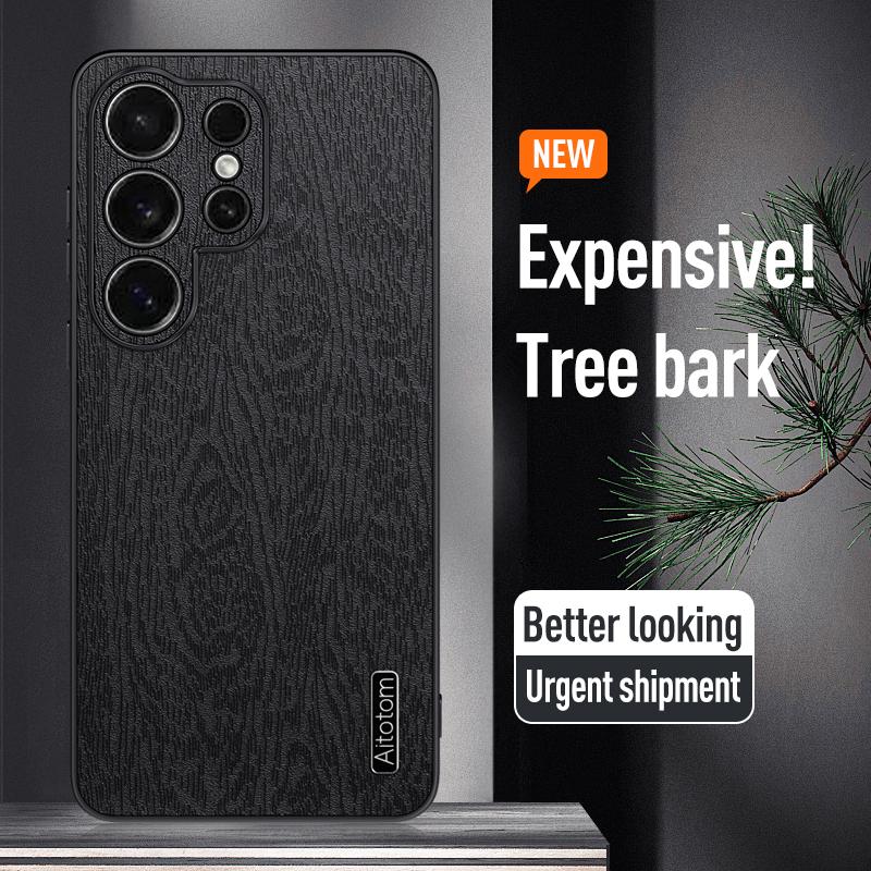 Тонкий кожаный чехол с текстурой под дерево для Samsung Galaxy S26 Ultra S25 Edge S24 FE S23 S22 Plus A57 A37 A56 A36 A26 A16 A35 A25 A15 5G Ударопрочный чехол