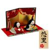 Osaka Choseido Compact Mini Hina Doll with Nameplate and Wooden Tag Chirimen Hina 22cm Yuzen Style (Sent Separately) Doll, Wide,
