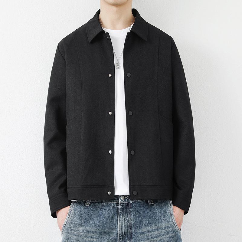 Autumn New Jacket Boys Simple Lapel Solid Color Jacket Men's Casual Business Tops Trendy Loose Men's Clothing