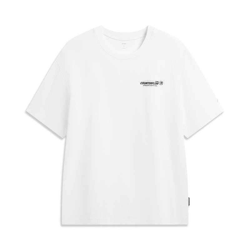 Li Ning Outdoor CF Tracing Футболка унисекс с круглым вырезом, короткий рукав, белая ATSW045-1