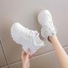 Women's Sneakers White Platform Shoes 2025 Lace-Up Thick Bottom Vulcanize Shoes Solid Color Casual Shoe Pu Leather Women Shoes