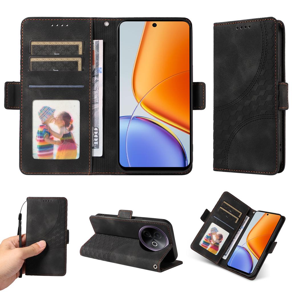 For vivo Y300i 5G/vivo Y39 5G Leather Cases Wallet Rhombus Imprinted Phone Cover Stand with Strap