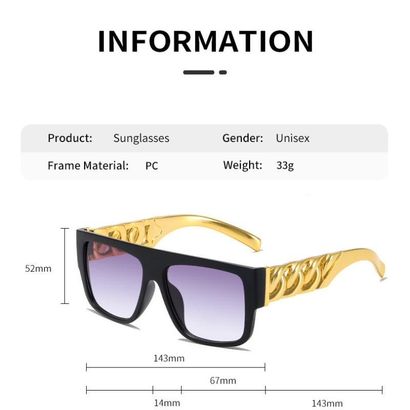 Non-polarized Luxury Gold Chain Leg Sunglasses for Men Women's Vintage Large Frame Sun Glasses Brand Shades Women Eyeglasses