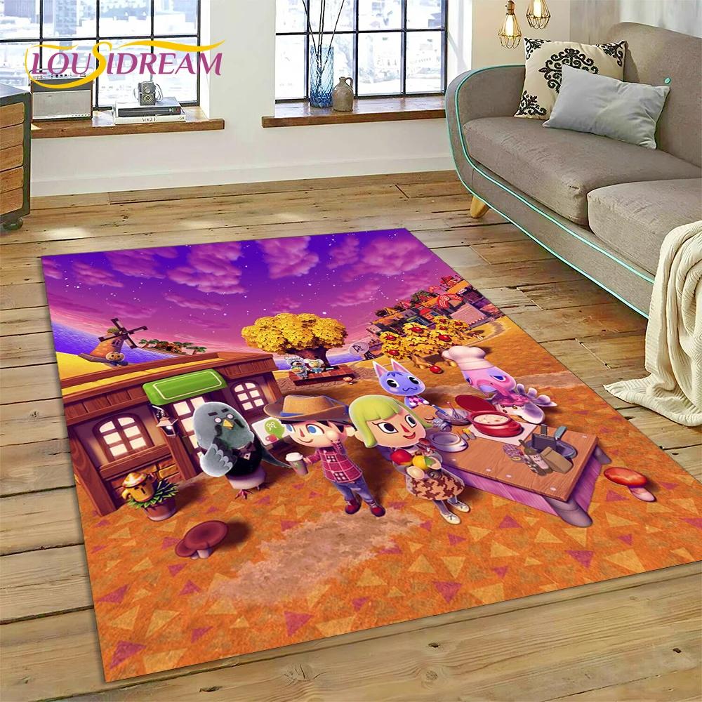 Cute Animal Crossing New Horizons Cartoon Carpet Rug for Bedroom Living Room Home Sofa Decoration,Kid Game Large Decor Floor Mat