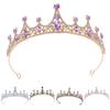Women Princess Crown Shiny Rhinestones Inlaid Wedding Tiara Headband Hair Accessory Faux Crystal Crown with Pin Fixes