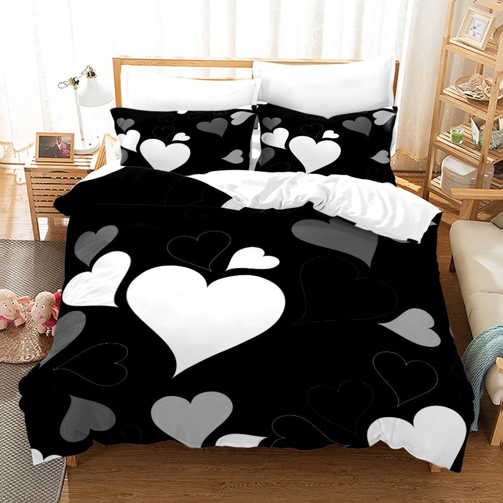 3D Love Постельное белье Пара Комната Пододеяльник Наволочка 2/3 шт. Праздничный подарок AU210 * 240 Полный размер Романтическая любовь Быстросохнущая Мягкий домашний текстиль