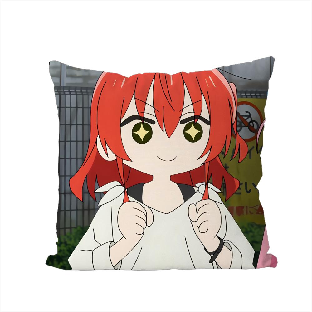 Наволочка для подушки Bocchi The Rock для автомобиля, дивана, декоративная для дома, двусторонняя печать, плюшевая, квадратная, декоративная подушка, чехол