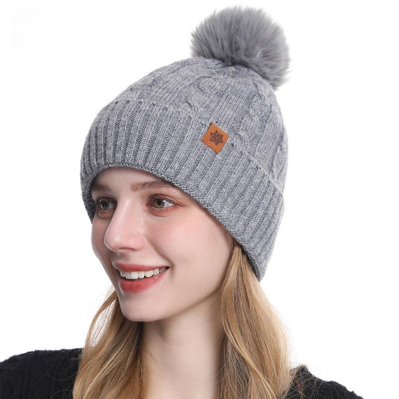 Knitted hat, women's winter warm cycling ear protection wool knitted hat scarf gloves three-piece set