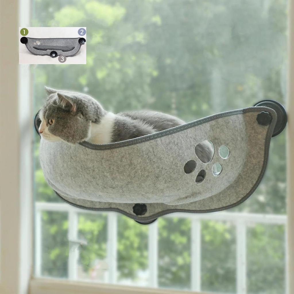 Shinyever Cat Hammock Window Cat Hammock Suction Cup Cat Window Bed Suction Cup Type Cat Window Bed Cat Window Hammock Stable Structure Easy