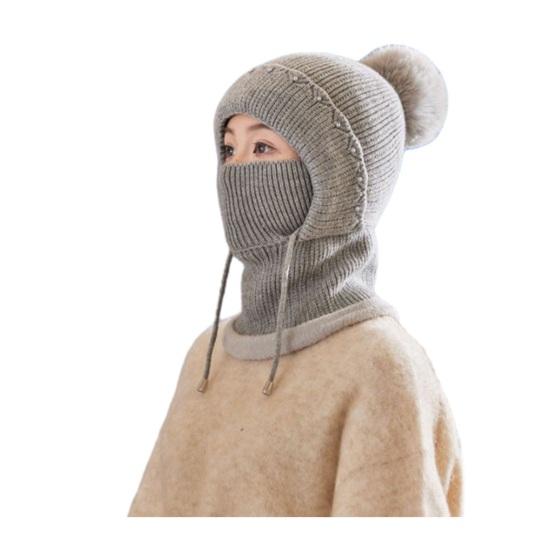 Женская ветрозащитная вязаная шапка с флисовой подкладкой 3-в-1 шарф-капюшон для холодной погоды, для катания на лыжах, пеших прогулок, головной убор