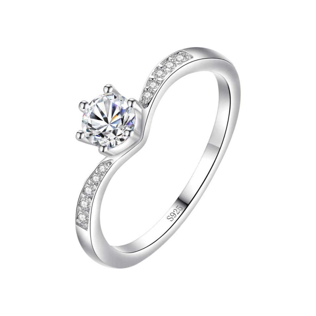 Ada Jewelry Серебряное кольцо 925 пробы Стерлинговое серебро Родий Покрытие Фианит Свадебные кольца для женщин