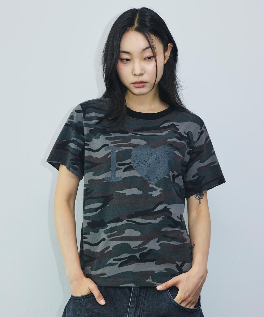 SCALLYWAG I Love Crop T-Shirt [Camo]