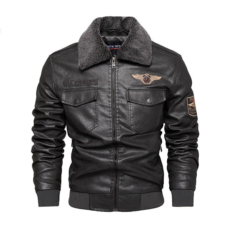 Mens Faux Leather Jacket Plus Size Biker Coat Warm Fleece Lined Casual Winter Outerwear Young Adults