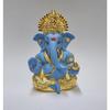 Gold Plated Ganesha with Terracotta Colour - Perfect for Car Dashboards, Office & Home Shelves, Diwali Puja, and Gifting (MukutGoldBlue 3.5"), Idol