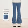 Girls' Pearl Bow Denim Bell-Bottom Pants