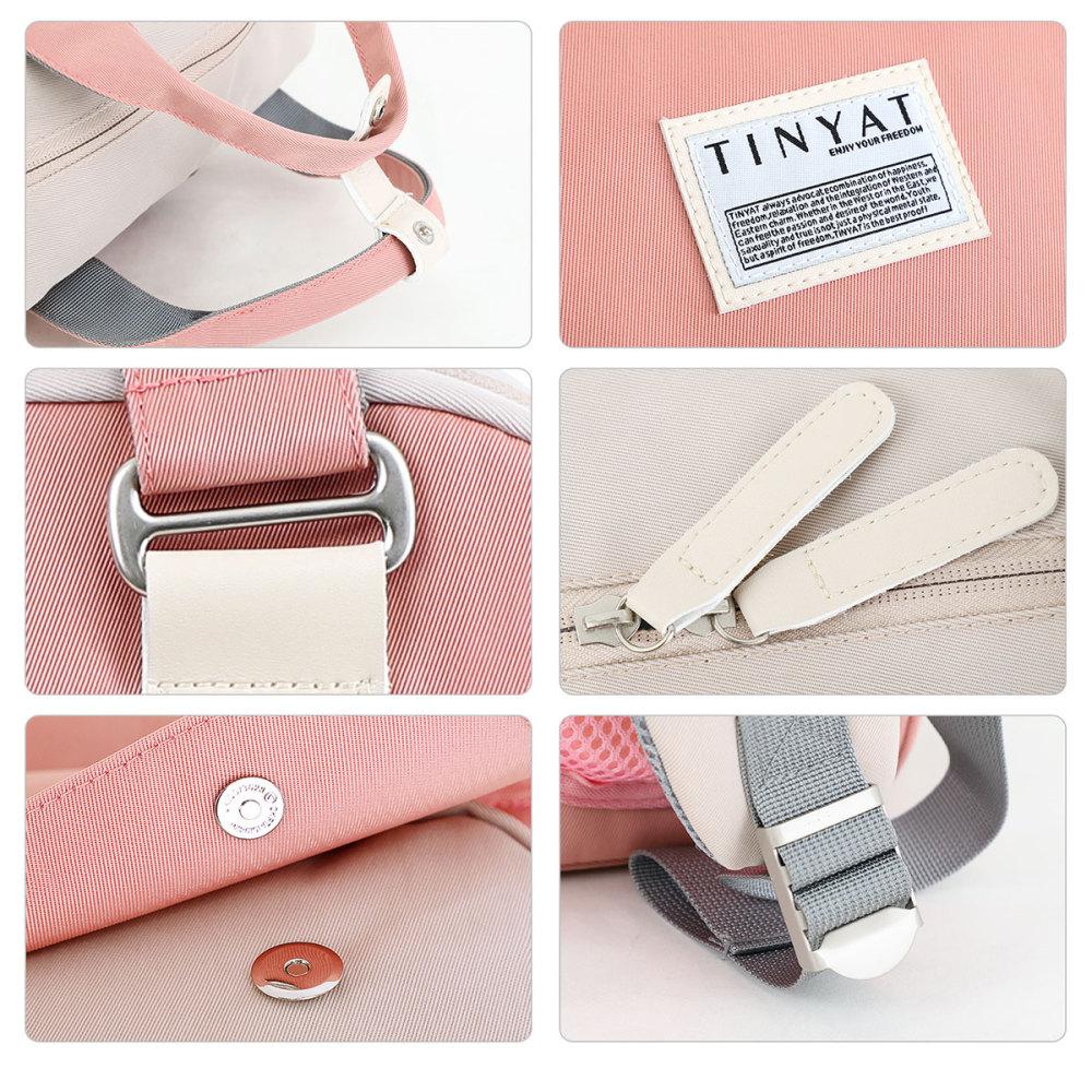 TINYAT Candy Women Canvas Backpack Waterproof Feminina Laptop Backpack 15 Pink Patchwork School Backpacks Bags for Teenage Girls