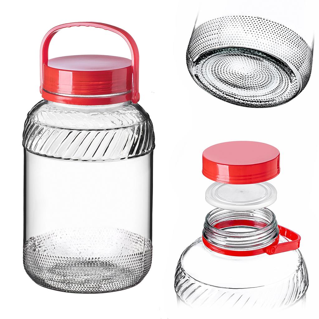 KADAX Jar Glass Jar 5L With Lid Handle For Pickling Cabbage For Cucumbers