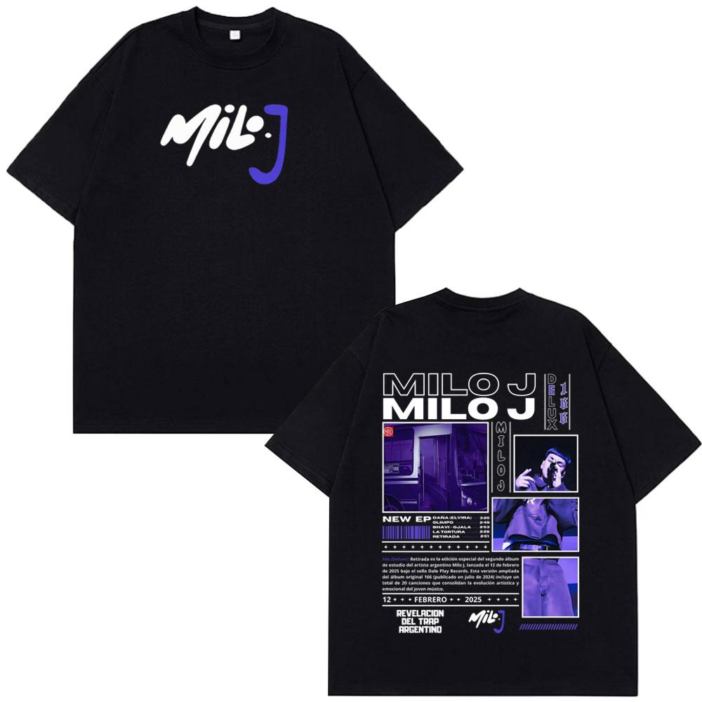 Rapper Milo J 166 Tour 2026 Album T Shi6rts Men Retro High Quality Short Sleeve Tshirts Oversized Tee Cotton TShirt Streetwear
