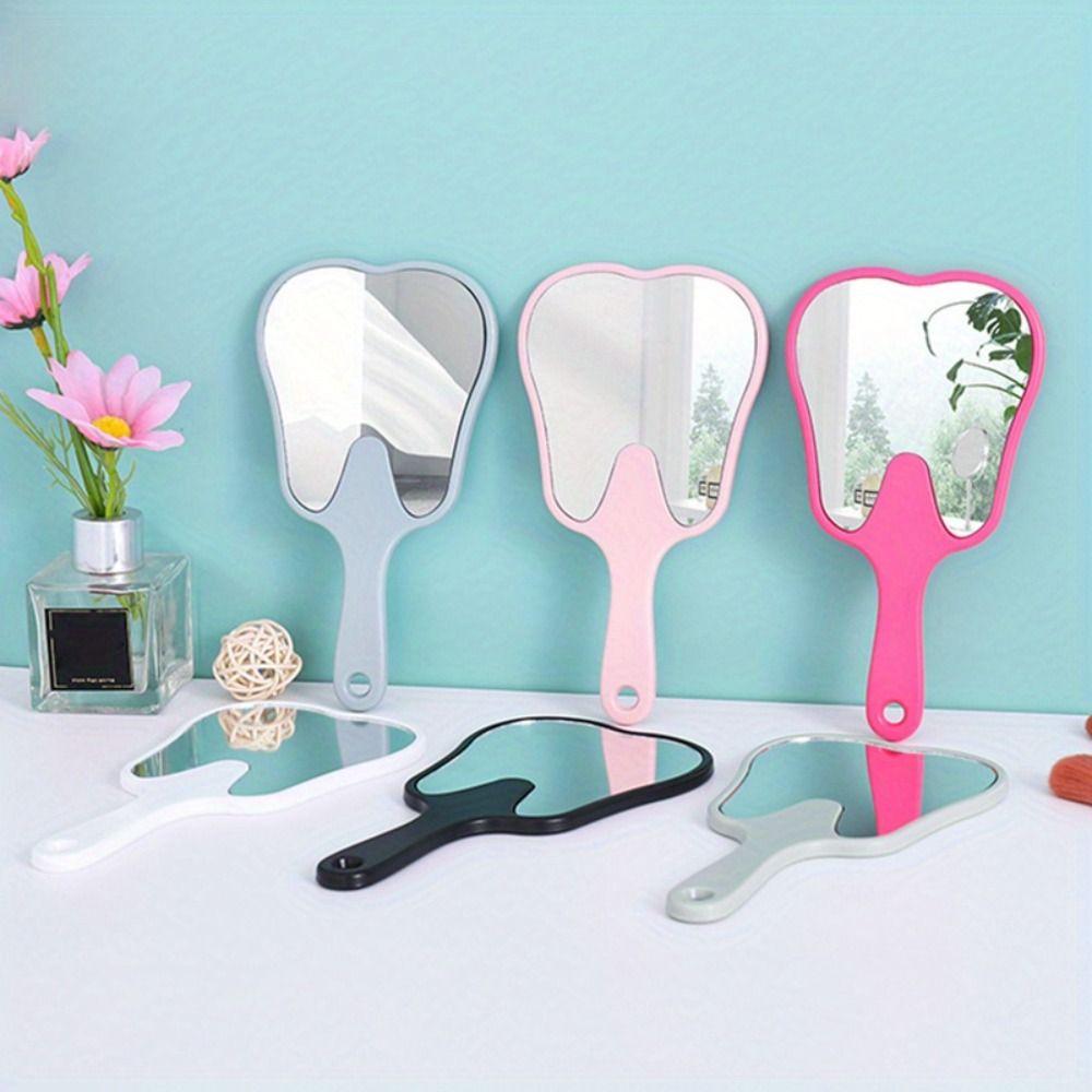 High-definition Handheld Sector Mirror Mini Portable Makeup Mirror Tooth-shaped Mirror Gift Mirror