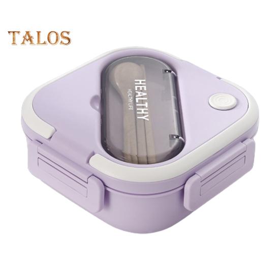 1 Set Bento Case Large Capacity Storing Easy To Clean Useful School Students 3 Grids Lunch Case with Cutlery Household Supplies