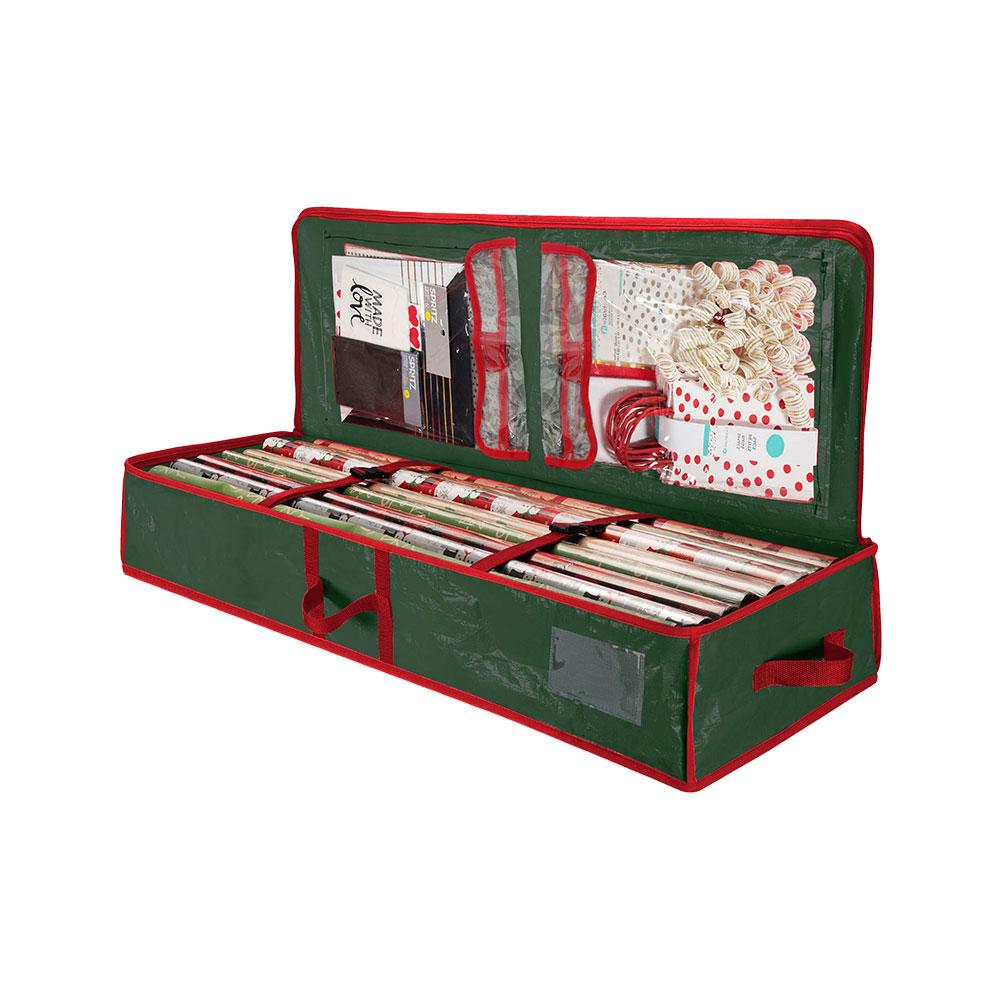 Christmas Gift Wrap Storage Bag Waterproof Underbed Handles Large Xmas Wrapping Paper Storage Box Holiday Accessories Dropship