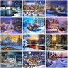 Мультфильм DIY 5D алмазная живопись полный круглый пейзаж из смолы зимний снежный пейзаж Алмазная вышивка крестиком Рождественский подарок