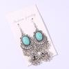Ethnic Style Alloy Dangle Earrings Featuring Peacock Blue Finish For Ladies