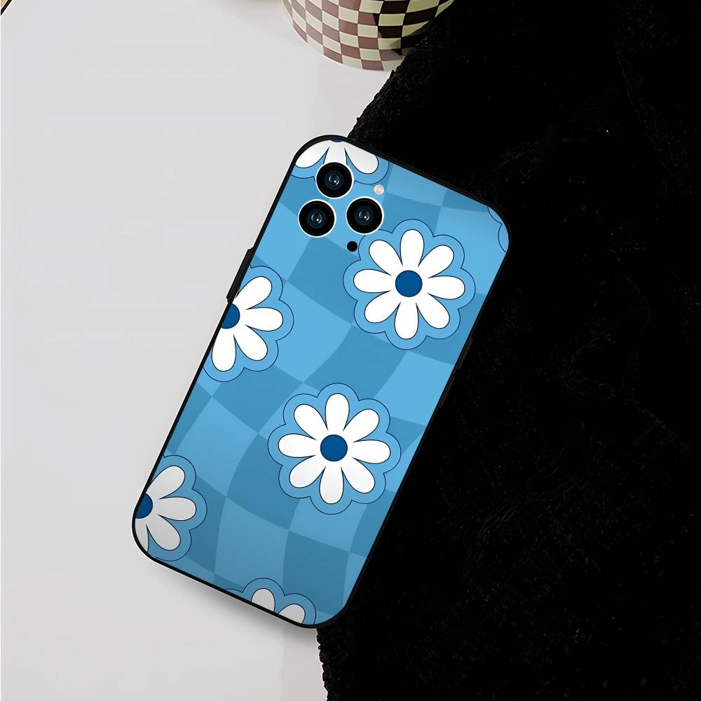 Цветочный Арт Для IPhone 15 16 14 Plus 13 12 11 17 Pro Max 17 Air Черный Мягкий Чехол для Телефона