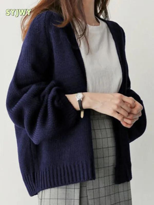 Women's Color V-neck Button-down Sweater