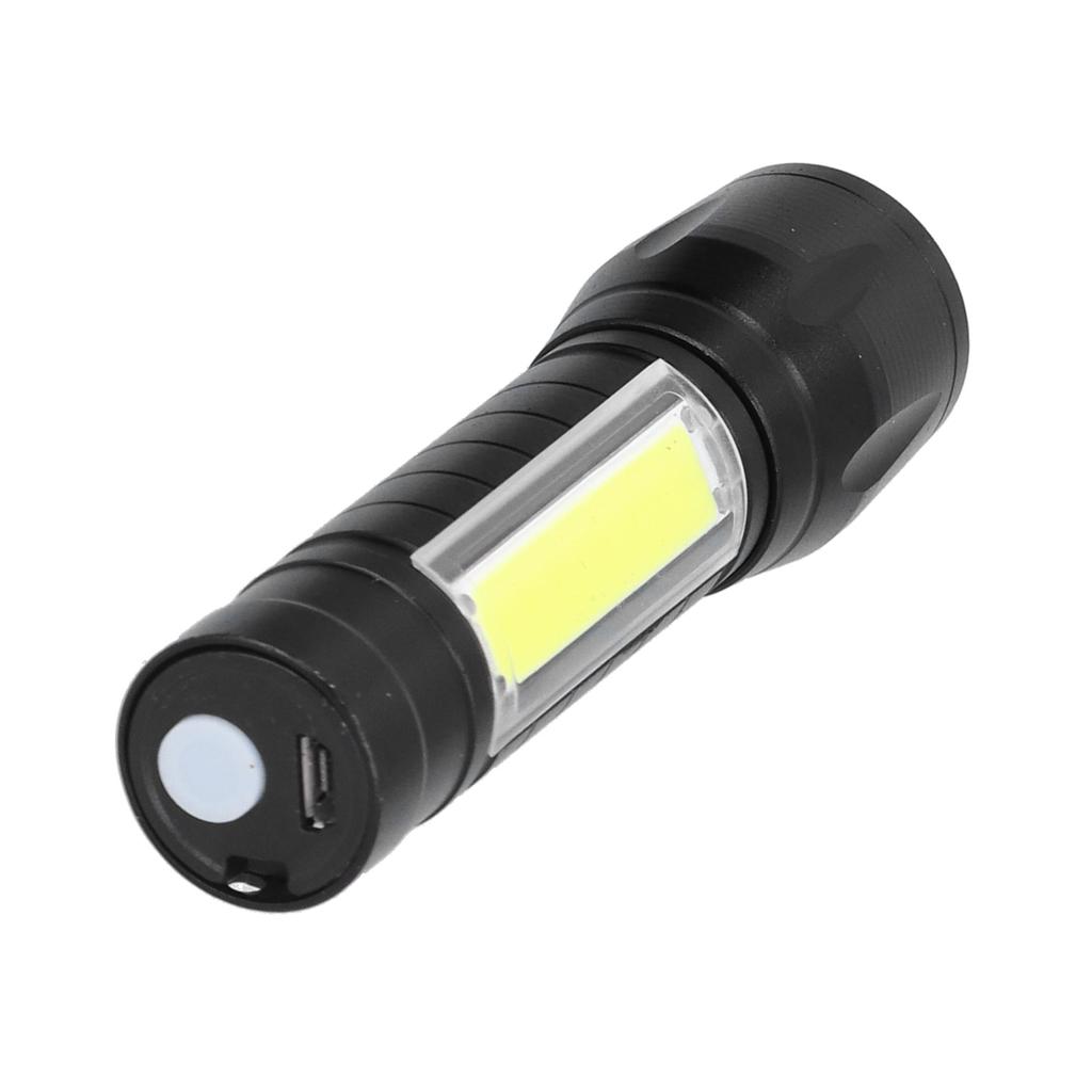 Портативный USB перезаряжаемый фонарик с зумом, ручной фонарь, фонарик с COB боковым светом