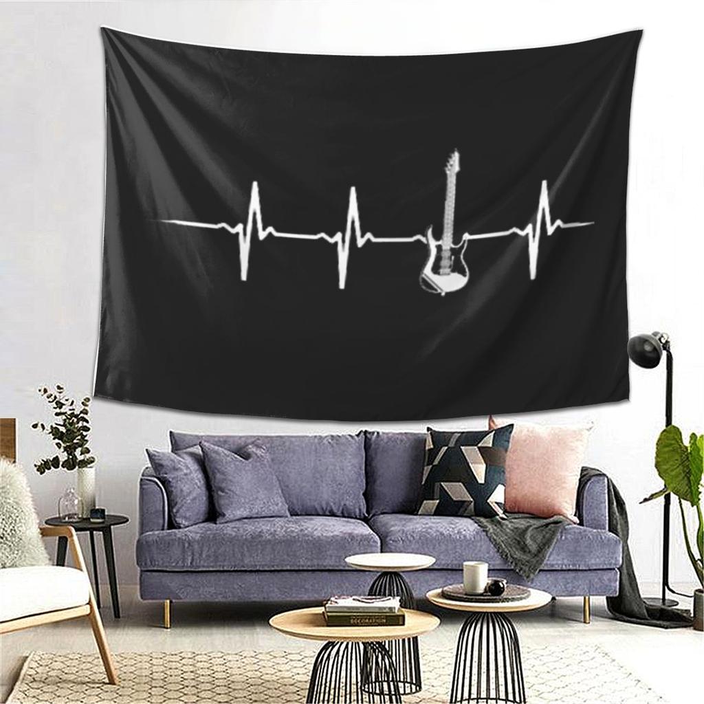Electric Guitar Heartbeat Tapestry Wall Hanging Aesthetic Home Decoration Tapestries for Dorm Room