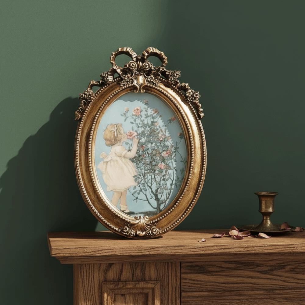 Vintage Photo Frame Golden Desktop Ornament Gift Tabletop Decor  For Bedroom Study Living Room