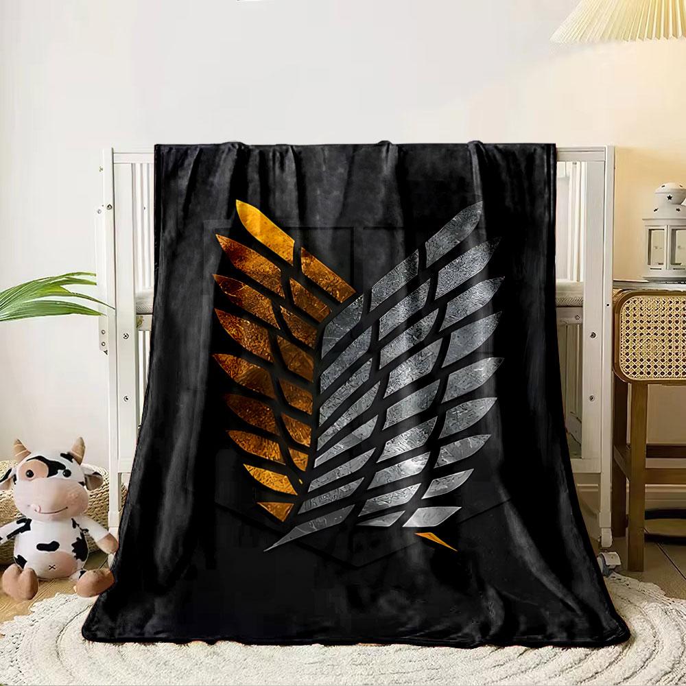 Golden and Silver Wing Emblem for all seasons blanket lunch break throw gift