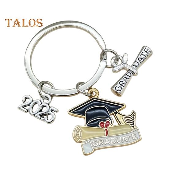 Брелок для ключей в виде выпускной шапки, прочный металлический, класс 2025 года, выпускной бакалавр, шляпа, брелок, держатель, сумка, рюкзак, подвесное украшение