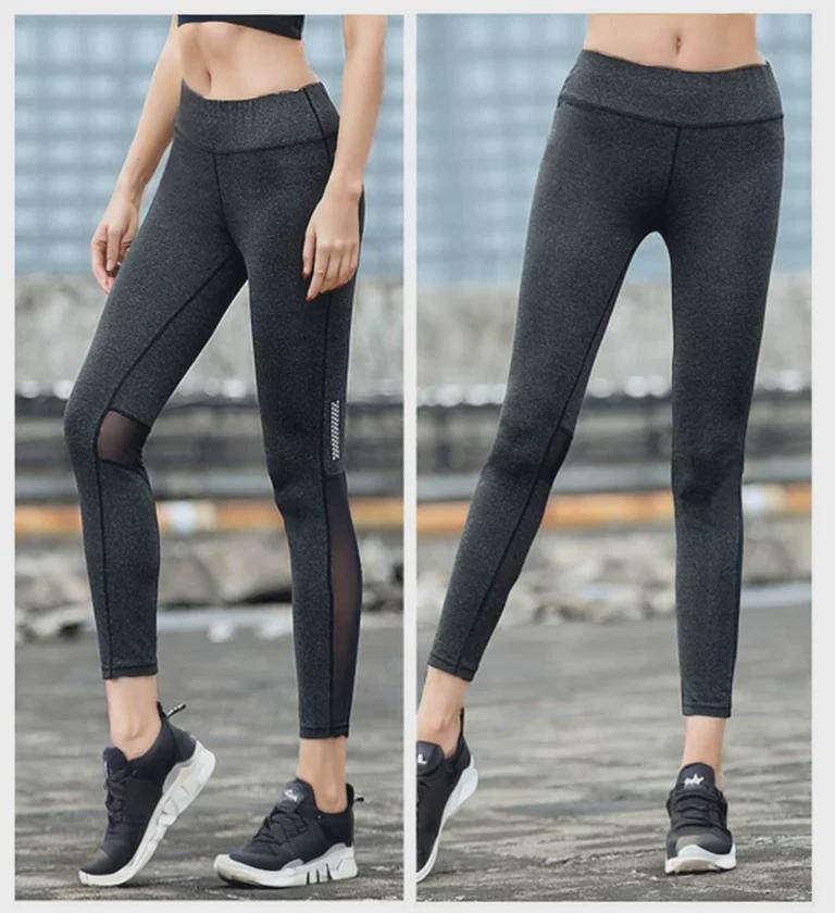 Женские сетчатые леггинсы для фитнеса с высокой талией — быстросохнущие, приподнимающие бедра, обтягивающие, эластичные брюки для бега