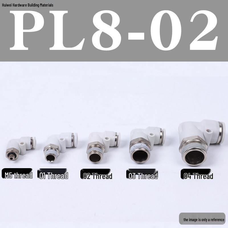 Быстроразъемное соединение для пневматической трубки: PL8-02, 4-M5, 6-01, 10-03, 12-04 Резьбовой угольник