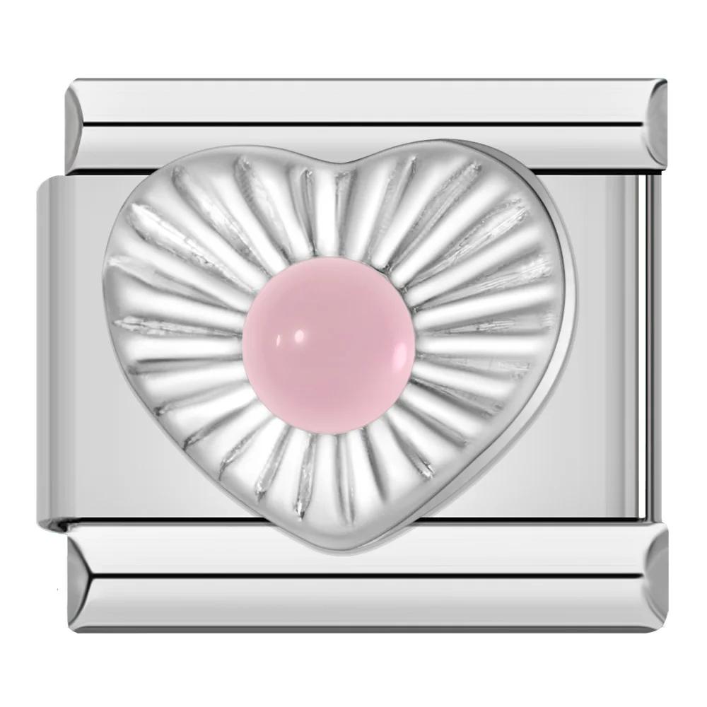 2023 Мода Сердце Эллиптический Прямоугольник CZ Шарм Итальянские Звенья Подходит Для Браслета 9 мм Из Нержавеющей Стали Изготовление Ювелирных Изделий DJ692