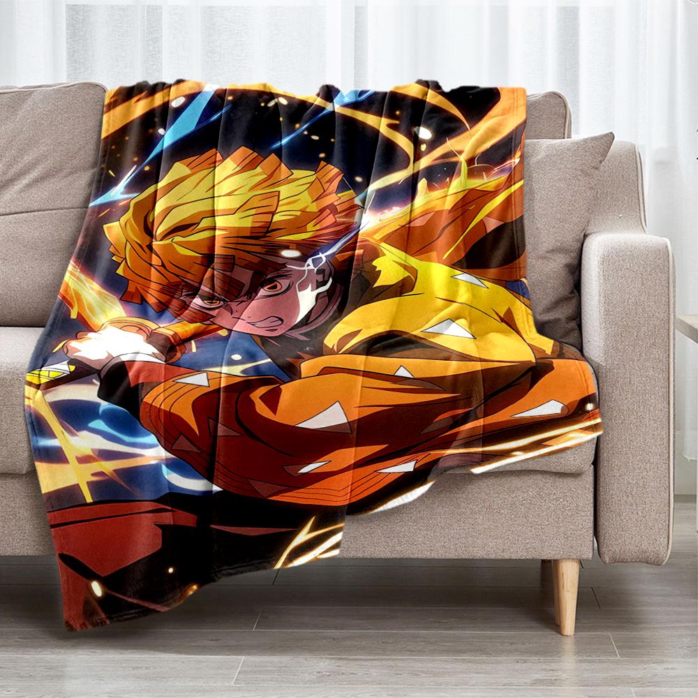 Demon Slayer Theme Printed Blanket - Perfect for Couch, Bed, Travel & Outdoor Use | Machine Washable, Cozy & Durable.
