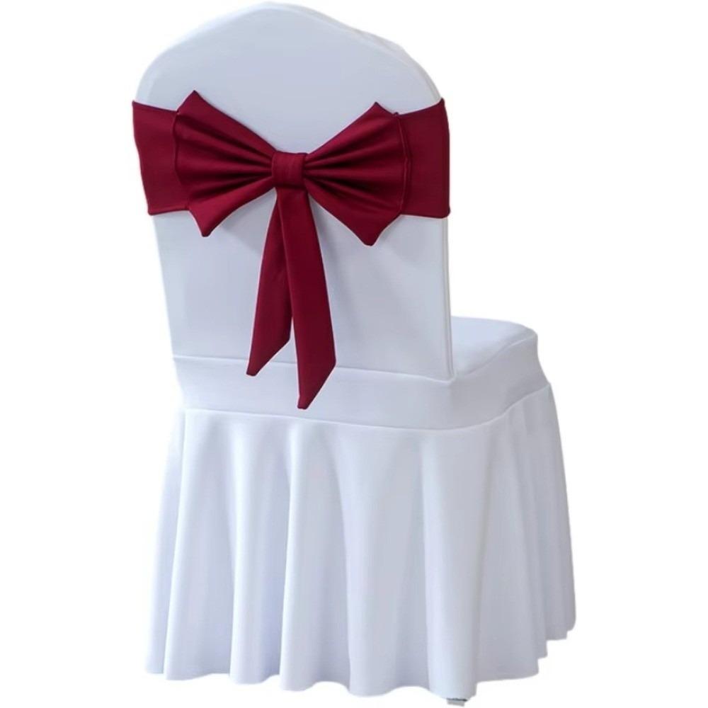 Ready Made Chair Bands Solid Color Satin Ribbon Bows  Wedding Banquet Events Decoration