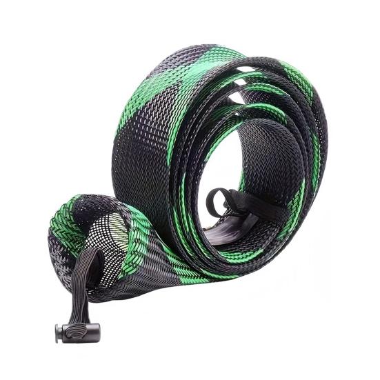 8Pcs 170CM Fishing Rod Sleeve with Lanyard PET Scalable Braided Mesh Fishing Rod Cover Foldable Stretch Fishing Pole Protector Fishing Accessories