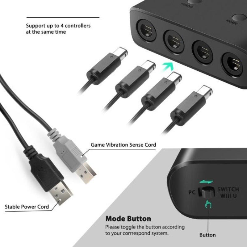 GC в WIIU / ПК / коммутатор 3 в 1 конвертер NGC Conversion Box Последовательная отправка Plug and Play без драйвера