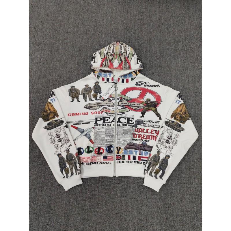Vale Valley American High Street Hoodie Vintage Washed Loose Fit Graphic Print Sweatshirt Women