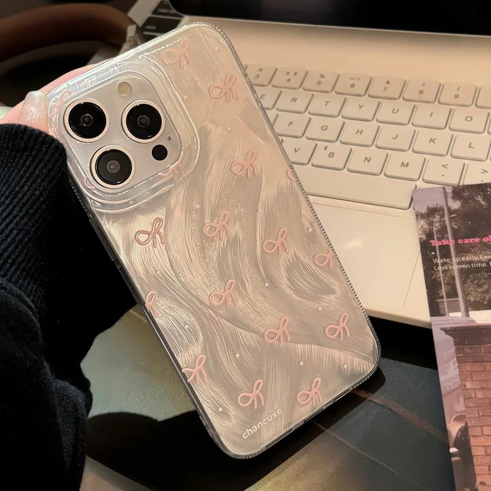 Роскошный чехол для телефона с узором в виде банта для iPhone 17 16 15 14 13 12 11 Pro Max XS X XR Plus Mini SE 2020 2022