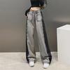 Spring/Summer 2023 Women's High-Waist Gray & Black Wide-Leg Floor-Length Jeans